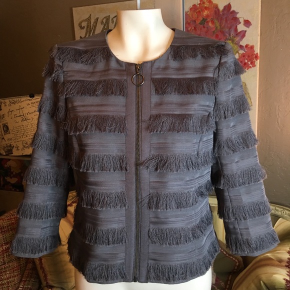 Banana Republic Heritage Gray Fringe Blazer Jacket - Picture 1 of 7